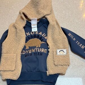 Dinosaur Adventure Hoodie with Sherpa Vest